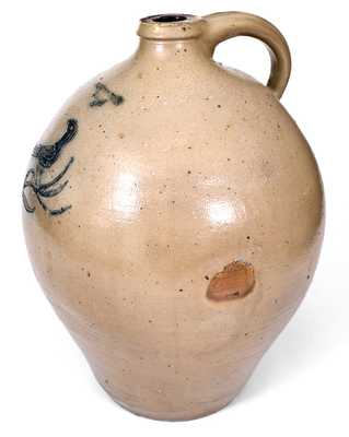 Rare 3 Gal. C. BOYNTON / TROY Stoneware Jug with Incised Bird Decoration