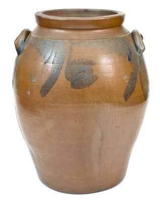 8 Gal. Ovoid Stoneware Jar with Cobalt Floral Decoration, Southeastern PA origin