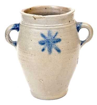 Early Manhattan Vertical-Handled Stoneware Jar, possibly Egbert Schoonmaker, c1790s