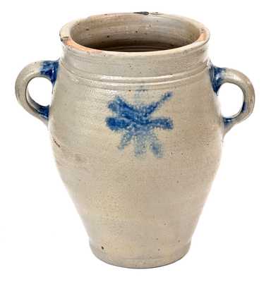 Early Manhattan Vertical-Handled Stoneware Jar, possibly Egbert Schoonmaker, c1790s