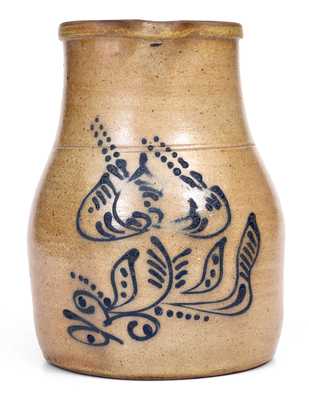 1 Gal. Stoneware Pitcher with Elaborate Slip-Trailed Floral Decoration