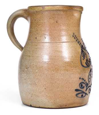 1 Gal. Stoneware Pitcher with Elaborate Slip-Trailed Floral Decoration