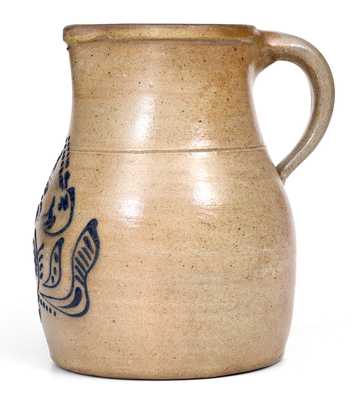 1 Gal. Stoneware Pitcher with Elaborate Slip-Trailed Floral Decoration