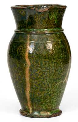 Exceptional Strasburg, VA Redware Pitcher with Bold Green Glaze