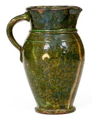 Exceptional Strasburg, VA Redware Pitcher with Bold Green Glaze