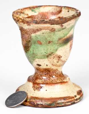 Multi-Glazed Redware Egg Cup, Strasburg, VA, circa 1890