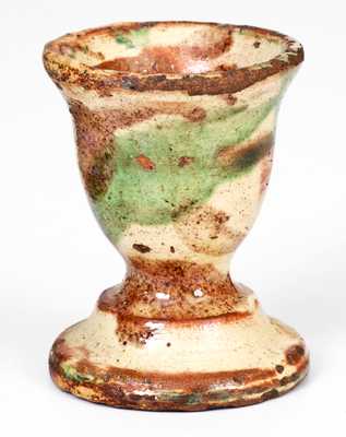 Multi-Glazed Redware Egg Cup, Strasburg, VA, circa 1890