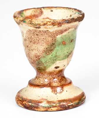 Multi-Glazed Redware Egg Cup, Strasburg, VA, circa 1890