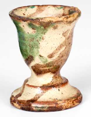 Multi-Glazed Redware Egg Cup, Strasburg, VA, circa 1890