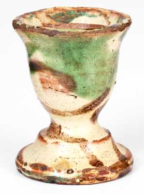 Multi-Glazed Redware Egg Cup, Strasburg, VA, circa 1890