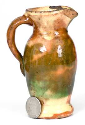 Fine Miniature Multi-Glazed Redware Pitcher, Strasburg, VA, circa 1890