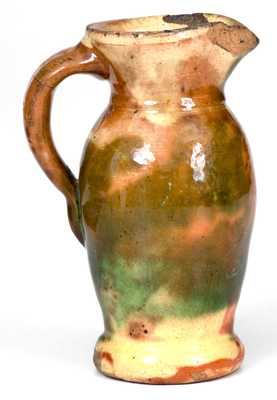 Fine Miniature Multi-Glazed Redware Pitcher, Strasburg, VA, circa 1890