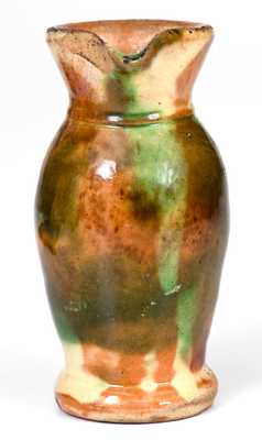 Fine Miniature Multi-Glazed Redware Pitcher, Strasburg, VA, circa 1890