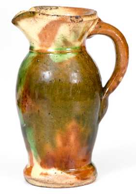 Fine Miniature Multi-Glazed Redware Pitcher, Strasburg, VA, circa 1890