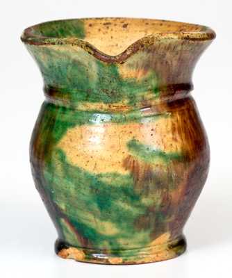 Very Fine Small-Sized Multi-Glazed Redware Pitcher, Strasburg, VA, circa 1890