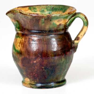 Very Fine Small-Sized Multi-Glazed Redware Pitcher, Strasburg, VA, circa 1890