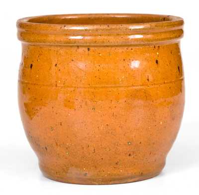 JOHN W. BELL / WAYNESBORO, PA Redware Jar with Bold Orange Glaze