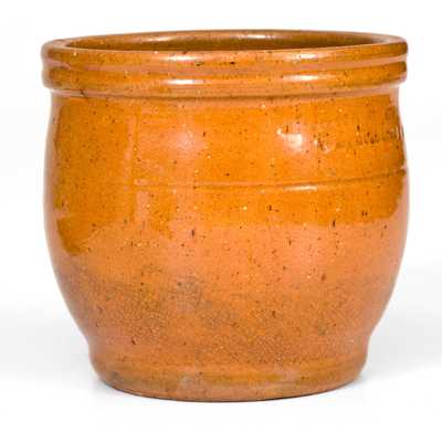 JOHN W. BELL / WAYNESBORO, PA Redware Jar with Bold Orange Glaze
