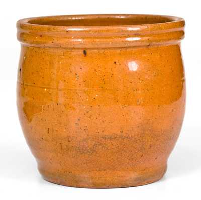 JOHN W. BELL / WAYNESBORO, PA Redware Jar with Bold Orange Glaze