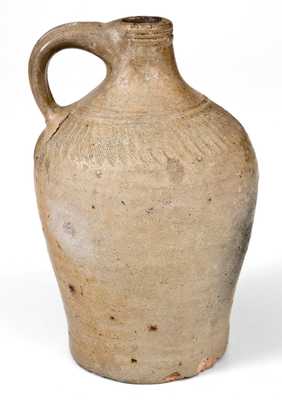 Important 18th Century Manhattan Stoneware Jug with Chattered Decoration