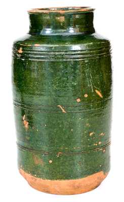 Green / Copper-Glazed Redware Jar, probably New England origin