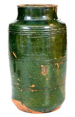 Green / Copper-Glazed Redware Jar, probably New England origin