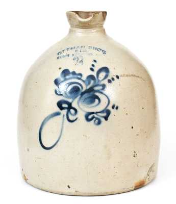 2 Gal. OTTMAN BROS. & CO. / FORT EDWARD, NY Stoneware Syrup Jug