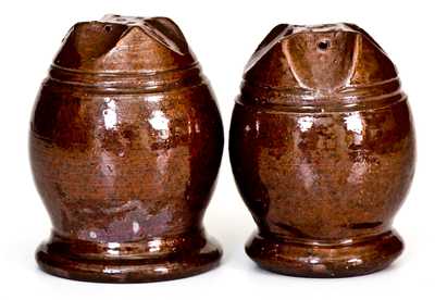 Redware Salt and Pepper Shakers, Stahl Pottery, Lehigh County, PA