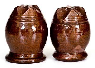 Redware Salt and Pepper Shakers, Stahl Pottery, Lehigh County, PA