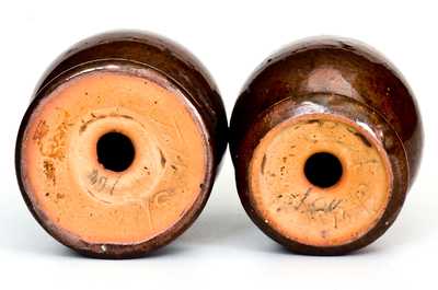 Redware Salt and Pepper Shakers, Stahl Pottery, Lehigh County, PA