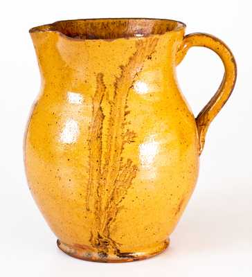 Pennsylvania Redware Pitcher w/ Mocha-Style Design, c1860