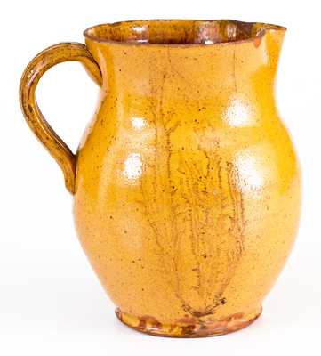 Pennsylvania Redware Pitcher w/ Mocha-Style Design, c1860