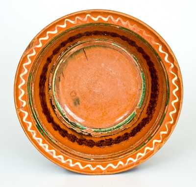 Pennsylvania Redware Bowl w/ Multi-Colored Slip Decoration