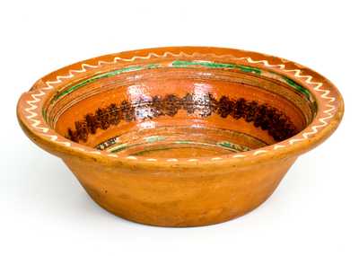 Pennsylvania Redware Bowl w/ Multi-Colored Slip Decoration