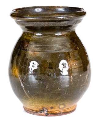 Bulbous New England Redware Jar