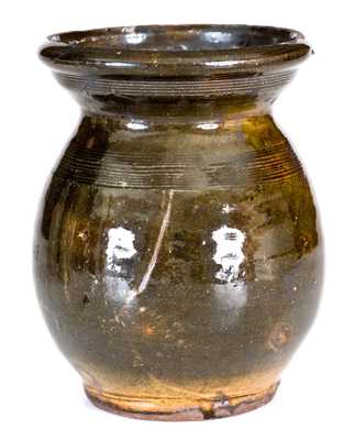 Bulbous New England Redware Jar