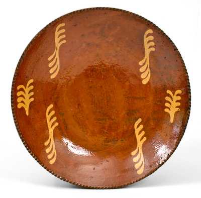 Large Philadelphia, PA Slip-Decorated Redware Charger