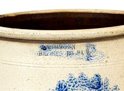 Rare 6 Gal. J. W. COWDEN / HARRISBURG, PA Stoneware Cream Jar