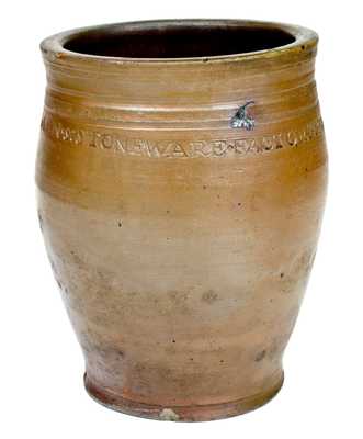 Rare Small-Sized PAUL CUSHMAN'S STONEWARE FACTORY 1809 Stoneware Jar
