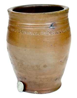 Rare Small-Sized PAUL CUSHMAN S STONEWARE FACTORY 1809 Stoneware Jar