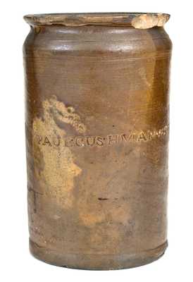 Rare Small-Sized PAUL CUSHMAN'S STONEWARE FACTORY Stoneware Jar