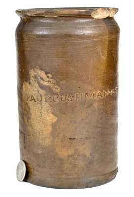 Rare Small-Sized PAUL CUSHMAN S STONEWARE FACTORY Stoneware Jar