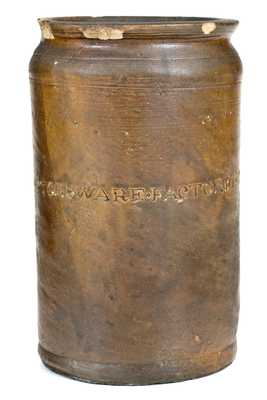 Rare Small-Sized PAUL CUSHMAN S STONEWARE FACTORY Stoneware Jar