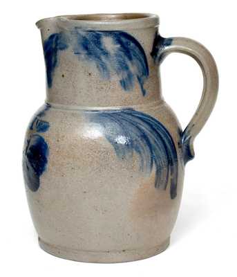 1/2 Gal. Baltimore Stoneware Pitcher with Floral Decoration, circa 1850