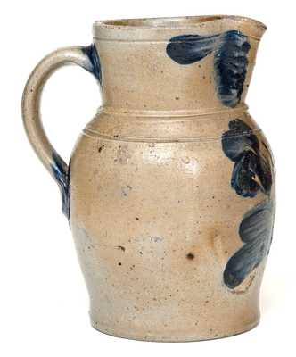 Rare Quart-Sized Baltimore Stoneware Pitcher w/ Floral Decoration, circa 1850