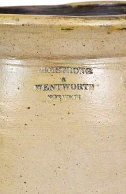 ARMSTRONG & WENTWORTH / NORWICH Stoneware Churn w/ Cobalt Decoration