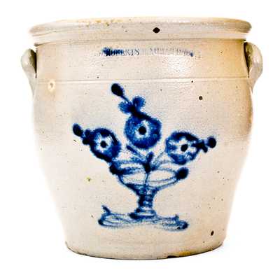 W. ROBERTS BINGHAMTON, NY Stoneware Jar with Flowering Urn Decoration