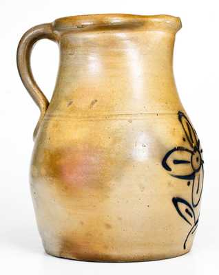 1 Gal. Stoneware Pitcher with Slip-Trailed Floral Decoration, Northeastern US