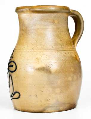 1 Gal. Stoneware Pitcher with Slip-Trailed Floral Decoration, Northeastern US