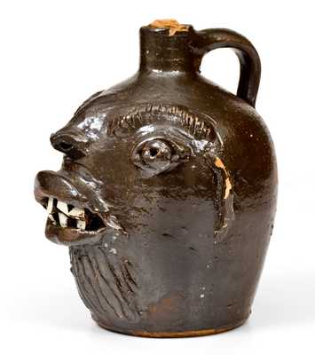 Rare Stoneware Face Jug att. Brown Pottery, Arden, NC, circa 1930